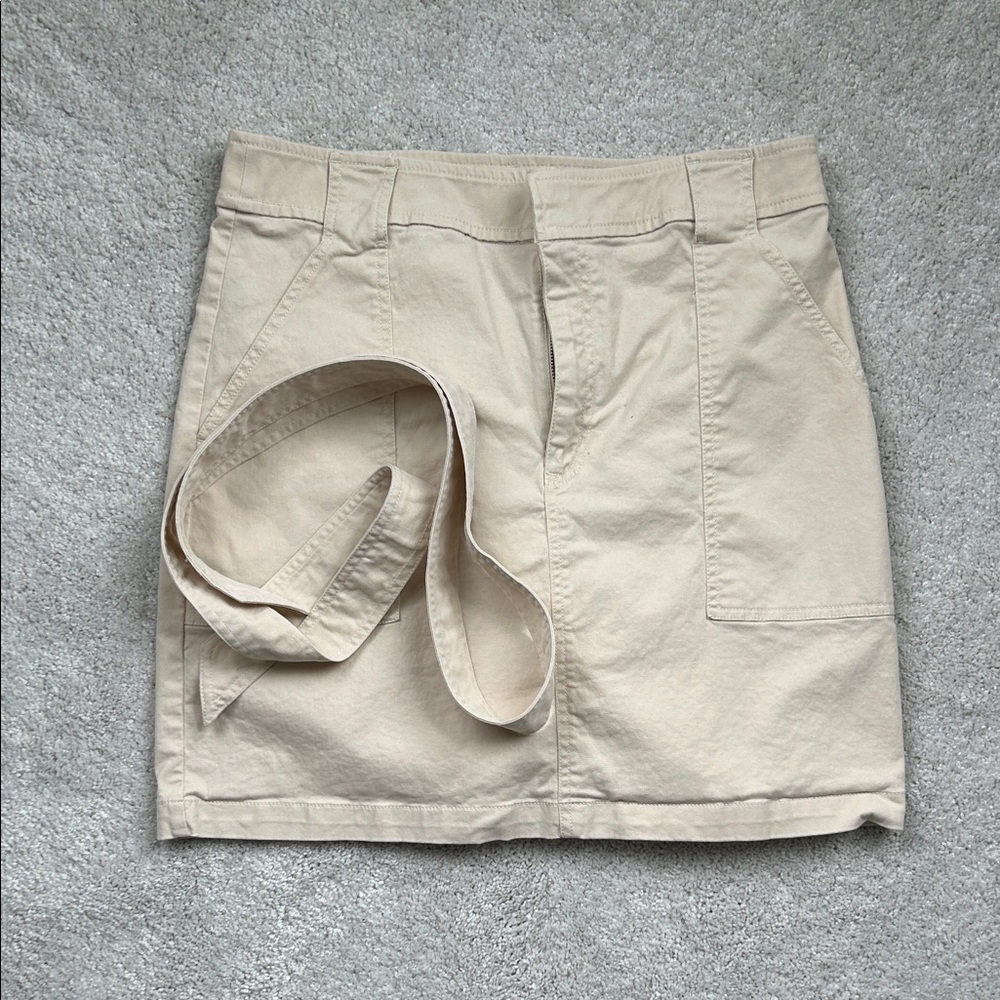 LOFT Cream Skirt with Tie Belt